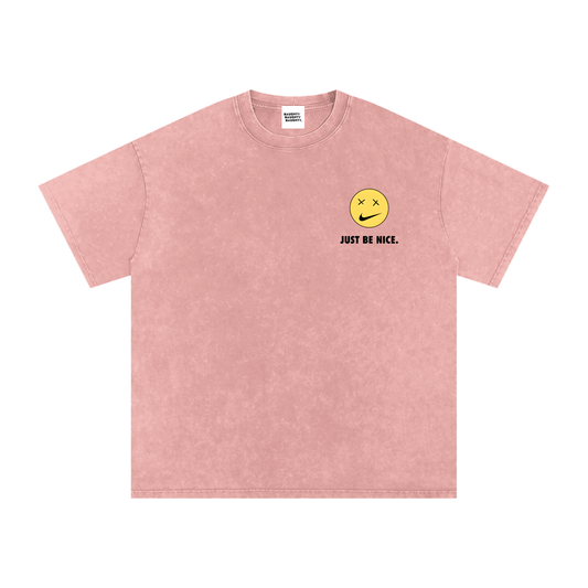 Just Be Nice - Snow Washed Oversized Cotton T-Shirt